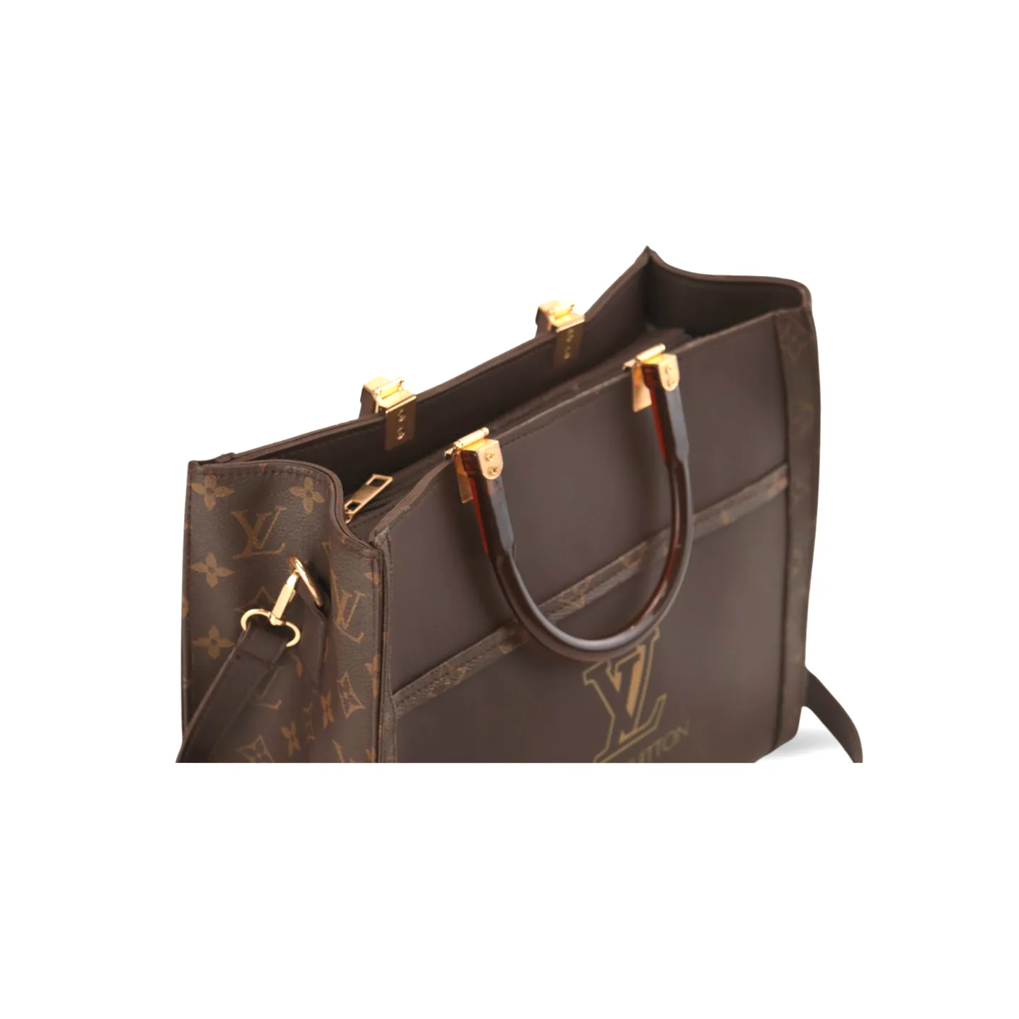 Stylish Tote Bag with Elegant Wooden Style Plastic Handles