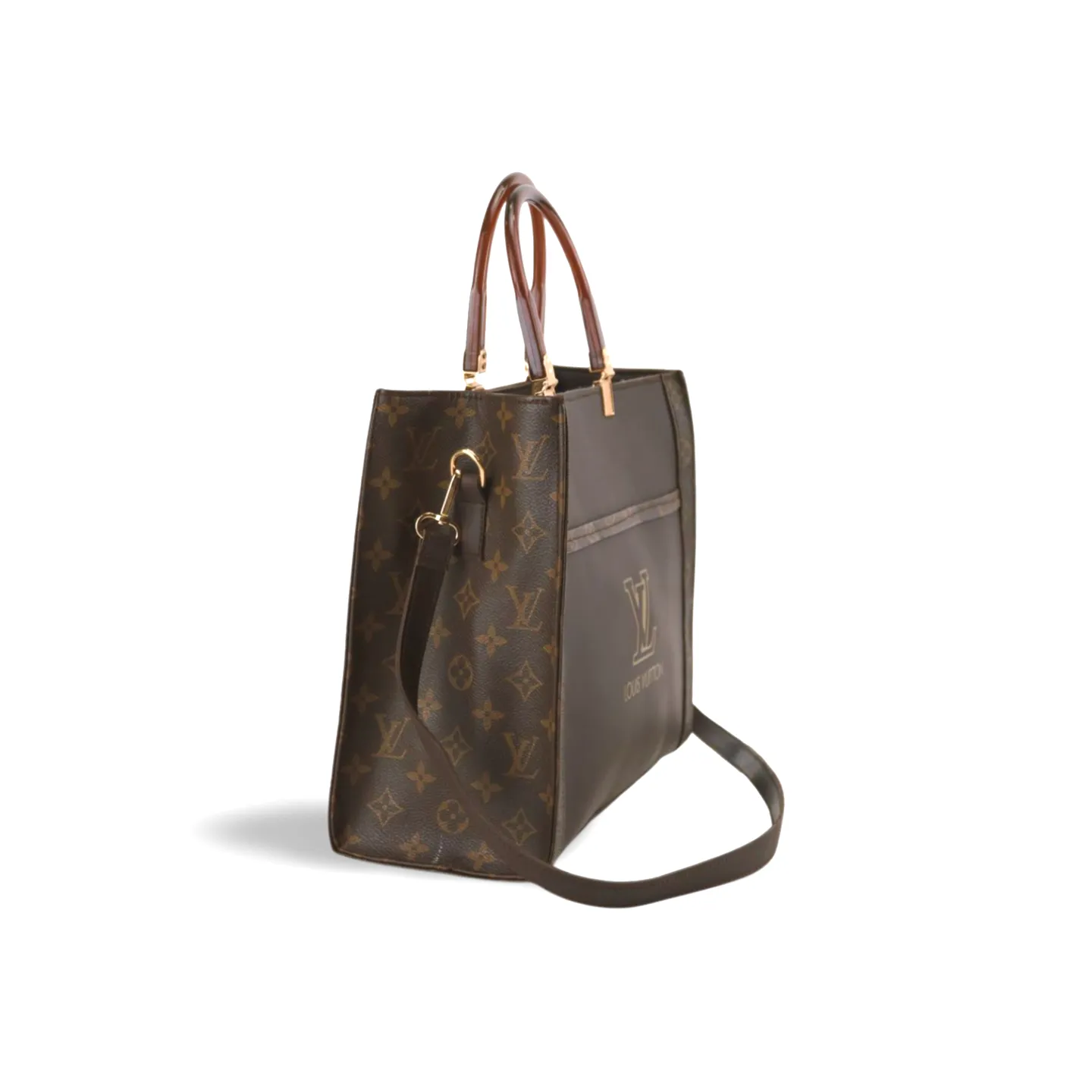 Stylish Tote Bag with Elegant Wooden Style Plastic Handles