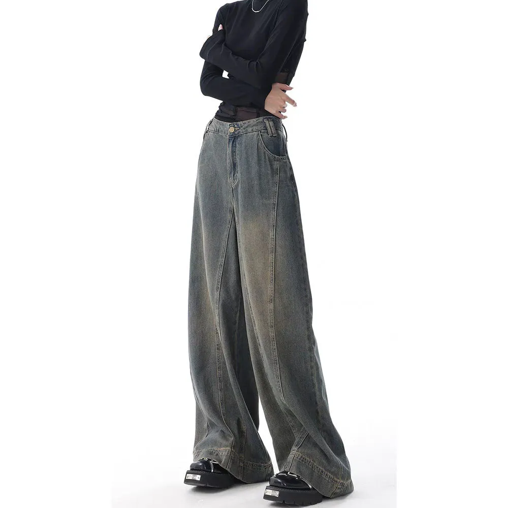 Tinted Vintage Washed Wide Leg Baggy Jeans