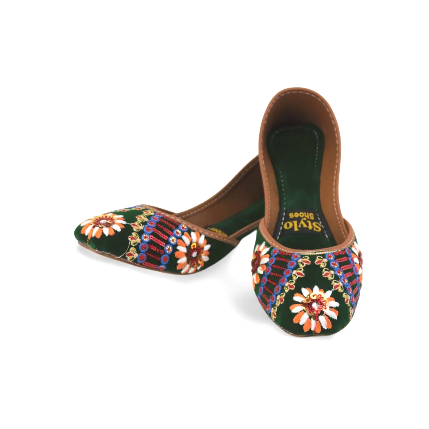 Velvet Soft Padded Flower embroidered Fancy Khussa Jutti For Women