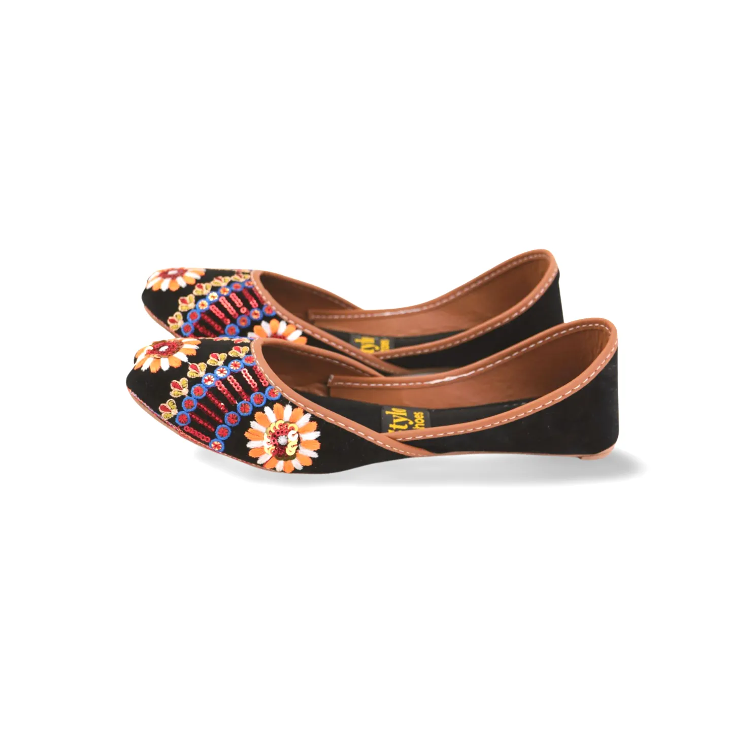 Velvet Soft Padded Flower embroidered Fancy Khussa Jutti For Women