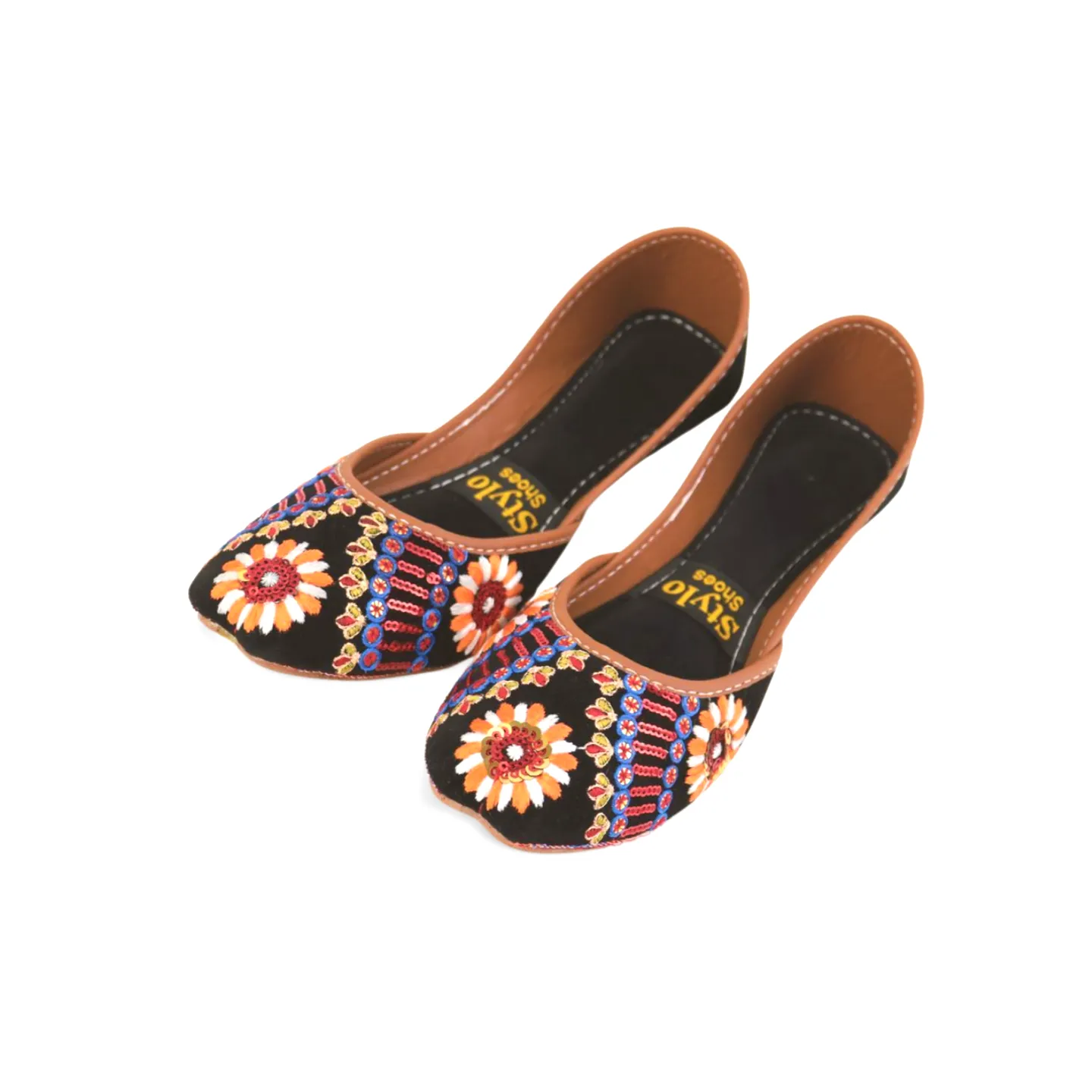 Velvet Soft Padded Flower embroidered Fancy Khussa Jutti For Women