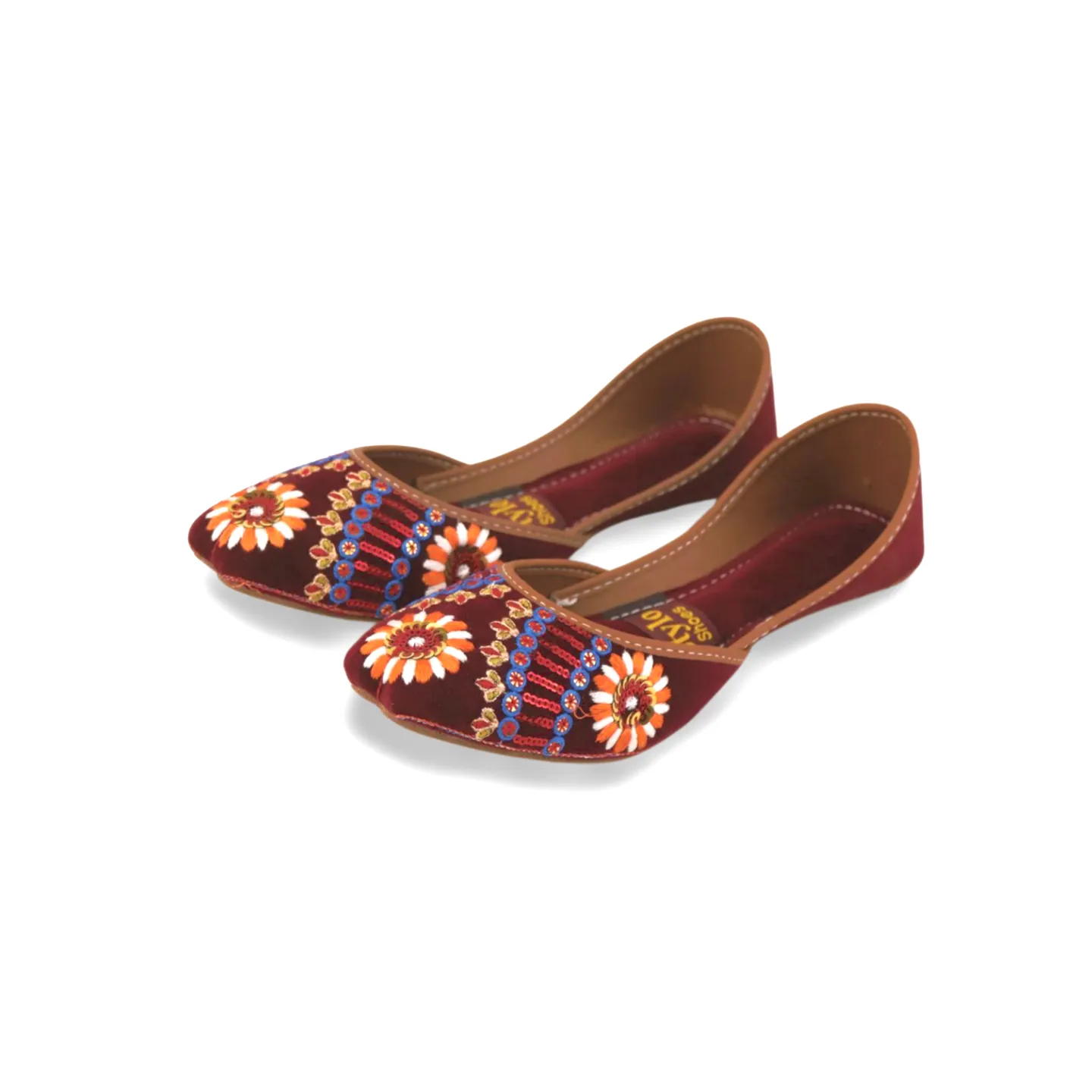 Velvet Soft Padded Flower embroidered Fancy Khussa Jutti For Women