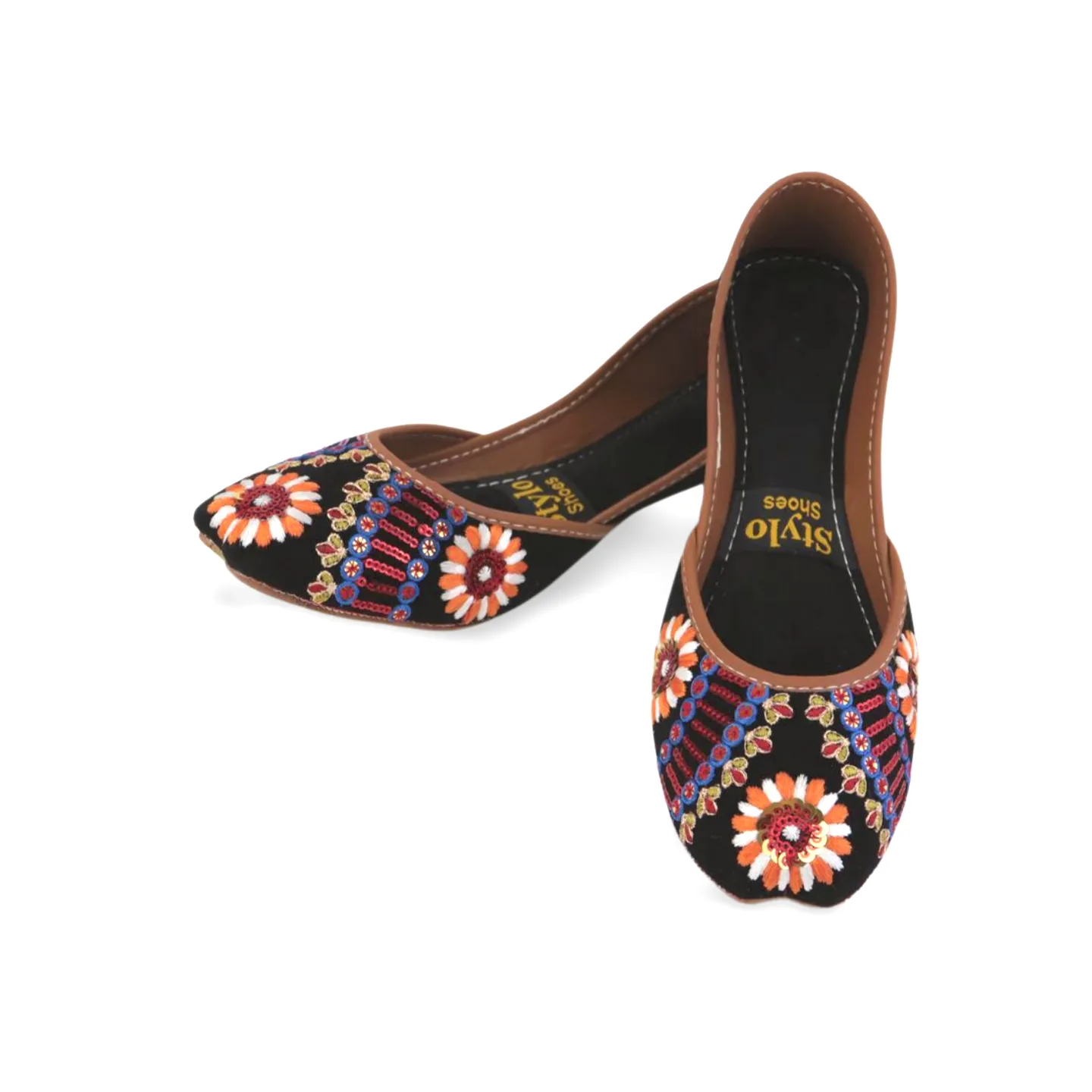 Velvet Soft Padded Flower embroidered Fancy Khussa Jutti For Women