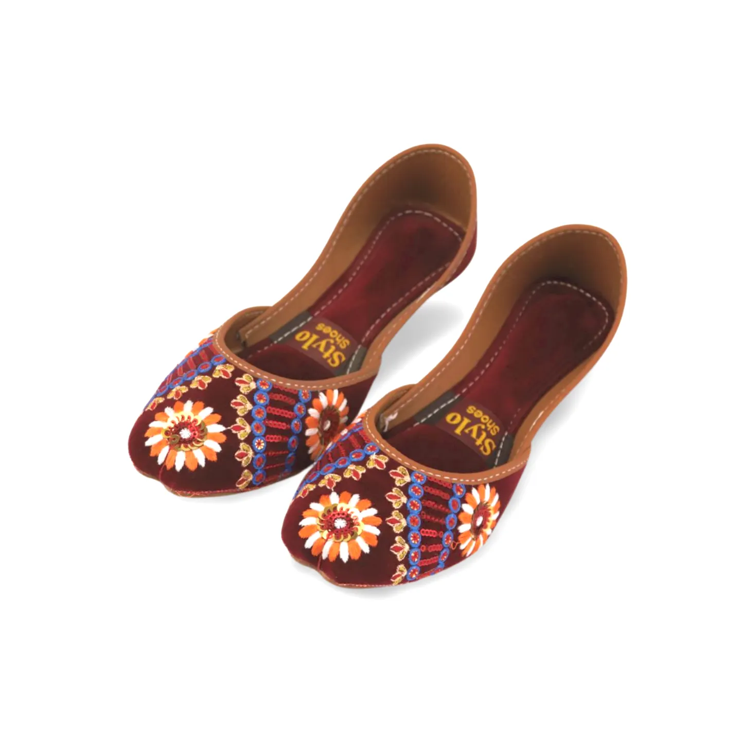 Velvet Soft Padded Flower embroidered Fancy Khussa Jutti For Women