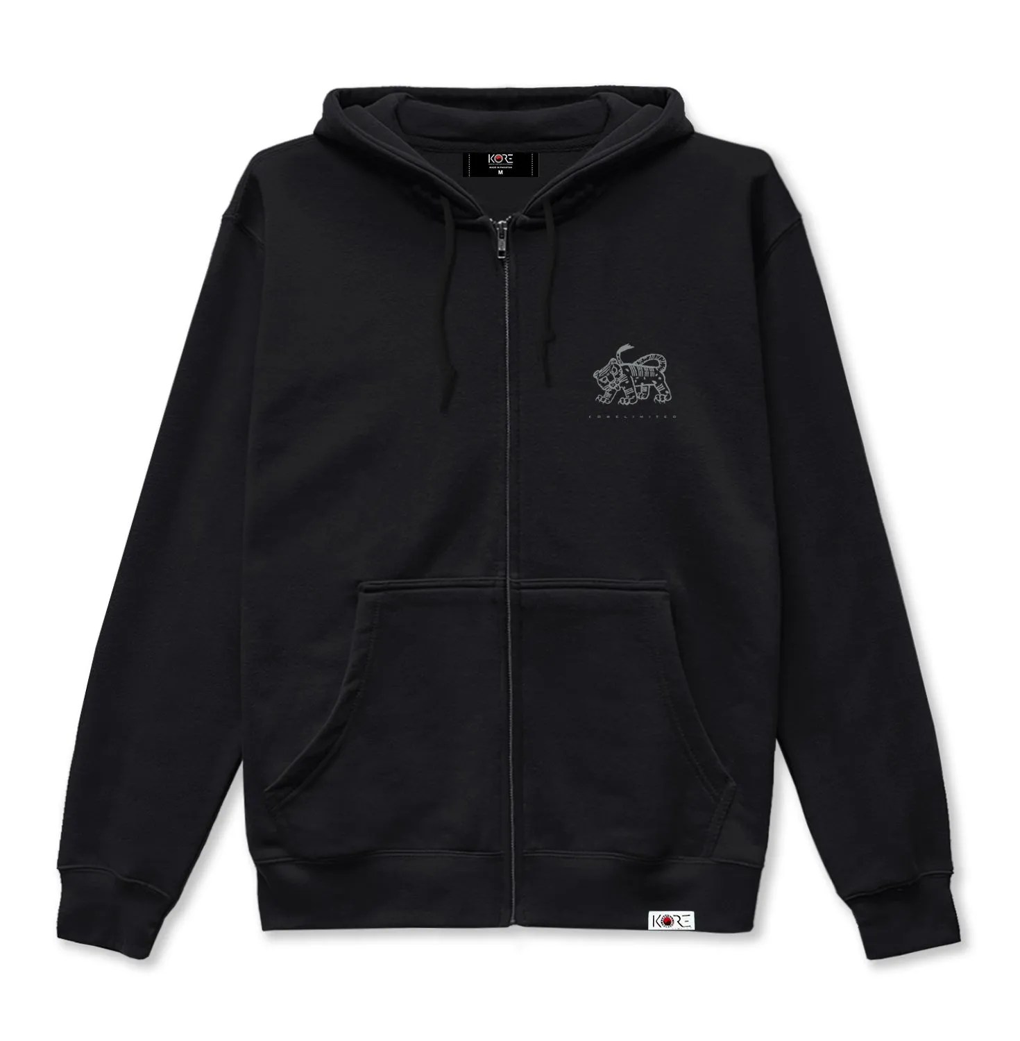 WHITE TIGER ZIP UP HOODIE (BLACK)