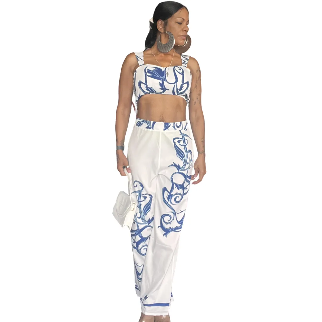 Women 2 Piece Print Jumpsuit