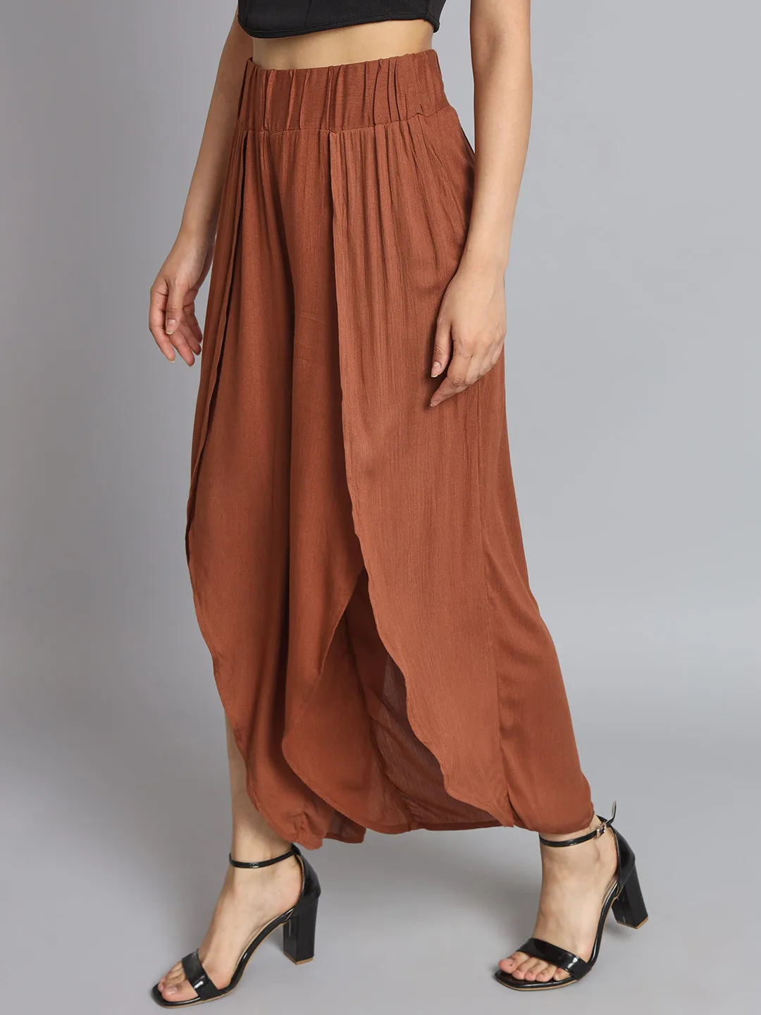 Women Brown Slit Pants