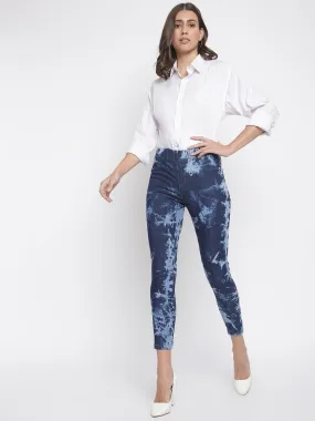 Women Dark Blue Printed Jegging