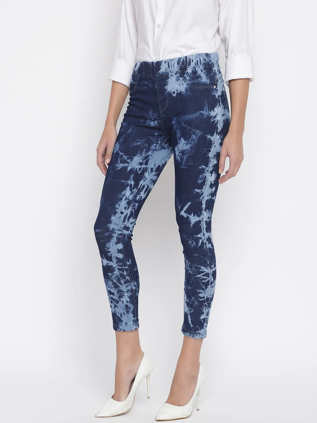 Women Dark Blue Printed Jegging