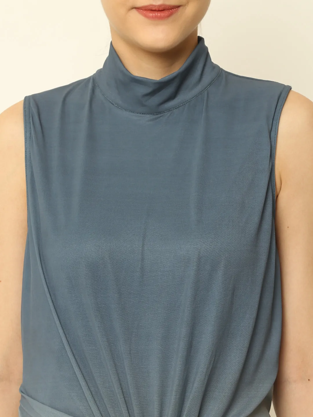 Women Grey High Neck Dress