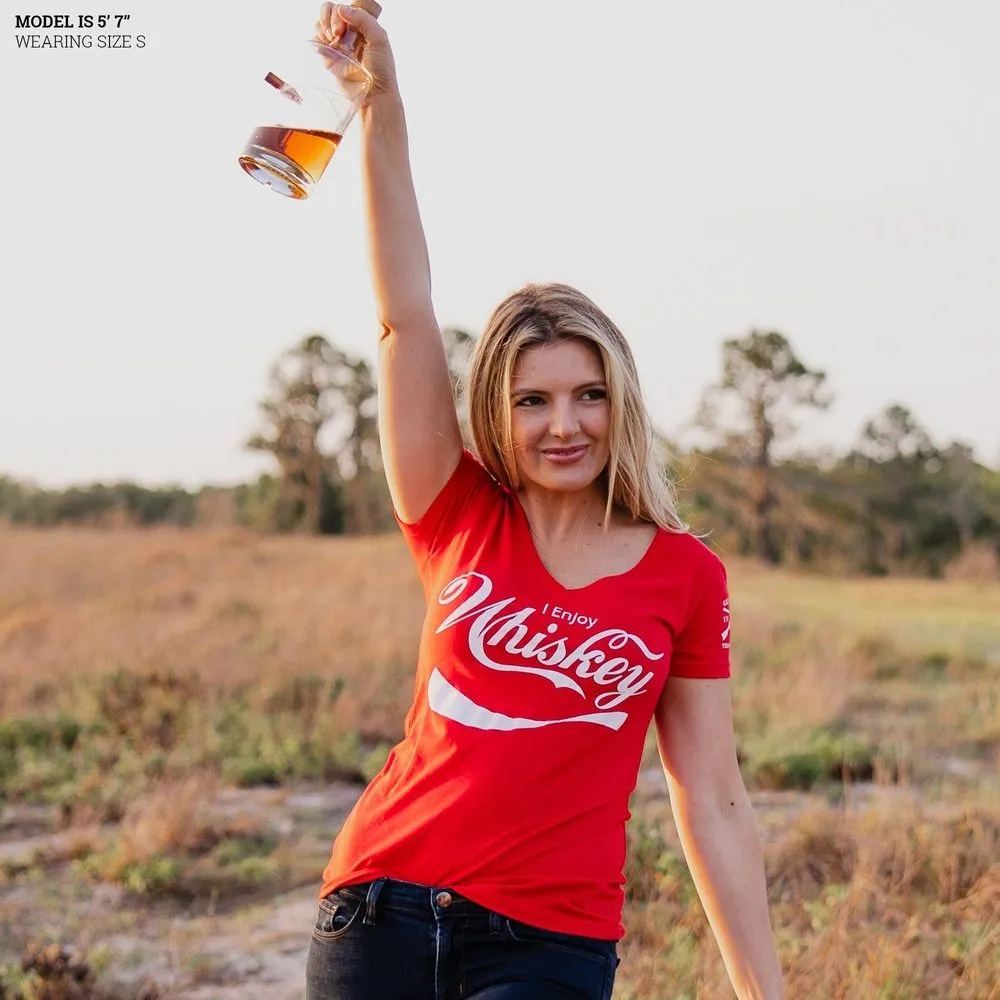 Women's Enjoy Whiskey V-Neck - Red