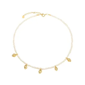 Ánfora 18K Gold Plated Necklace w. Pearls